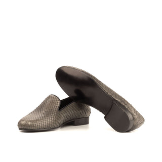 Ambrogio Men's Handmade Custom Made Shoes Gray Exotic Snake-Skin Slip-On Loafers (AMB1120)-AmbrogioShoes