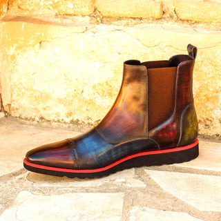 Ambrogio 3404 Men's Shoes Multi-Color Crust Patina Leather Chelsea Boots (AMB1036)-AmbrogioShoes