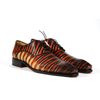 Ambrogio 39125 Men's Shoes Multi-Color Lizard Print / Calf-Skin Leather Derby Oxfords(AMB1003)-AmbrogioShoes