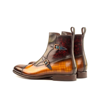 Ambrogio 3959 Men's Shoes Multi-Color Patina Leather Octavian Buckle Boots (AMB1126)-AmbrogioShoes