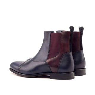 Ambrogio 2686 Men's Shoes Navy & Burgundy Suede / Calf-Skin Leather Chelsea Boots (AMB1041)-AmbrogioShoes