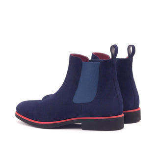 Ambrogio 3018 Men's Shoes Navy Goat-Skin Suede Leather Chelsea Boots (AMB1019)-AmbrogioShoes