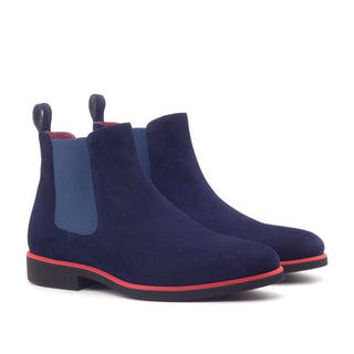 Ambrogio 3018 Men's Shoes Navy Goat-Skin Suede Leather Chelsea Boots (AMB1019)-AmbrogioShoes