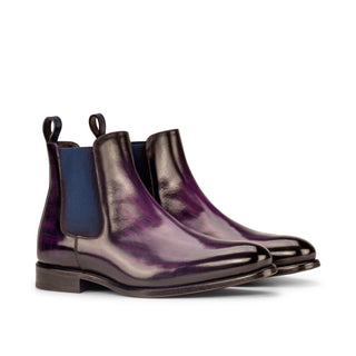 Ambrogio 3784 Men's Shoes Purple Crust Patina Leather Chelsea Boots (AMB1035)-AmbrogioShoes