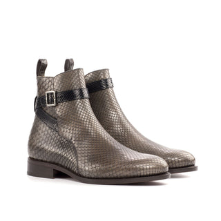 Ambrogio Men's Shoes Black, Brown & Gray Exotic Snake-Skin Jodhpur Boots (AMB2075)-AmbrogioShoes