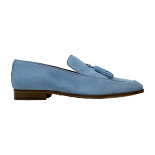 Ambrogio Men's Shoes Blue Suede Leather Tassels Loafers (AMZ1002)-AmbrogioShoes