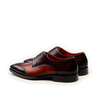 Ambrogio Men's Shoes Brown & Red Calf-Skin Leather Derby Oxfords (AMB2033)-AmbrogioShoes