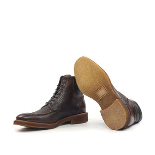 Ambrogio Men's Shoes Chocolate & Green Nappa / Texture Print / Calf-Skin Leather Vamp Chukka Boots (AMB2048)-AmbrogioShoes