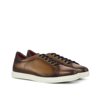 Ambrogio Men's Shoes Cognac & Two Tone Brown Calf-Skin Leather Trainer Sneakers (AMB2092)-AmbrogioShoes