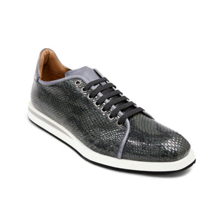 Ambrogio Men's Shoes Gray Snake-Print Leather Casual Sneakers (AMZ1007)-AmbrogioShoes