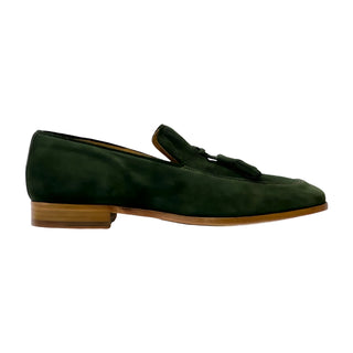 Ambrogio Men's Shoes Green Suede Leather Tassels Loafers (AMZ1001)-AmbrogioShoes