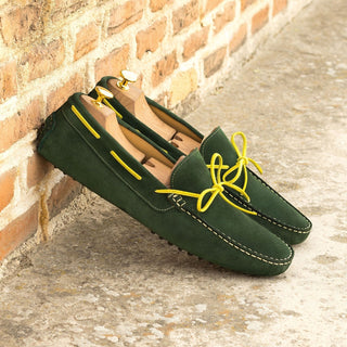 Ambrogio Men's Shoes Green & Yellow Suede Leather Driver Loafers (AMB2065)-AmbrogioShoes