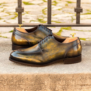 Ambrogio Men's Shoes Khaki Green Patina Leather Derby Oxfords (AMB2060)-AmbrogioShoes