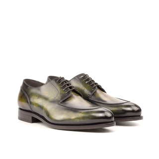 Ambrogio Men's Shoes Khaki Green Patina Leather Derby Oxfords (AMB2060)-AmbrogioShoes