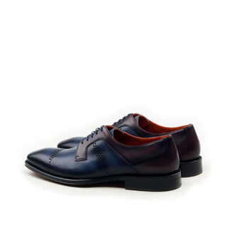 Ambrogio Men's Shoes Navy & Wine Calf-Skin Leather Derby Oxfords (AMB2032)-AmbrogioShoes