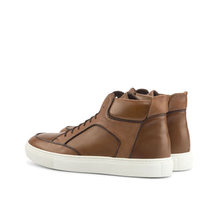 Ambrogio Men's Shoes Two Tone Brown Pebble Grain / Calf-Skin Leather High-Top Sneakers (AMB2096)-AmbrogioShoes