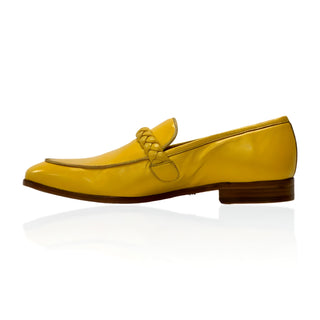 Ambrogio Men's Shoes Yellow Nappa Leather Braided Loafers (AMZ1004)-AmbrogioShoes