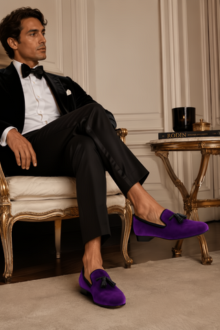 Ambrogio Milano 2 Velvet & Leather Tassel Loafer