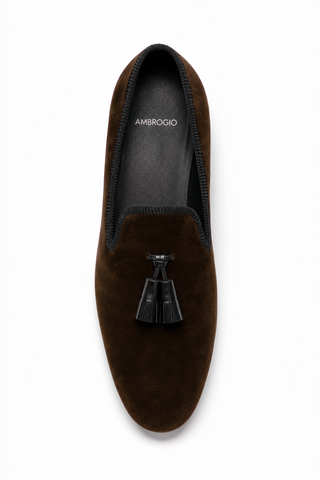 Ambrogio Milano 2 Velvet & Leather Tassel Loafer