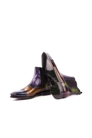 Ambrogio Multi-Color Crust Patina Leather Cap-Toe Chelsea Boots (AMB1028)