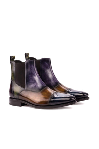 Ambrogio Multi-Color Crust Patina Leather Cap-Toe Chelsea Boots (AMB1028)
