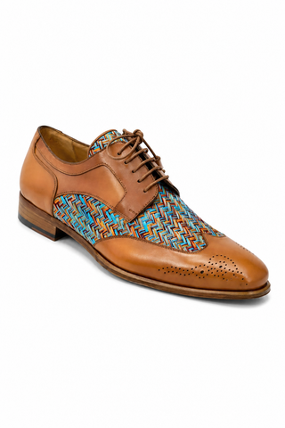 Ambrogio Multi-Color Fabric / Calf-Skin Leather Dress/ Formal Derby (AMZ1010)