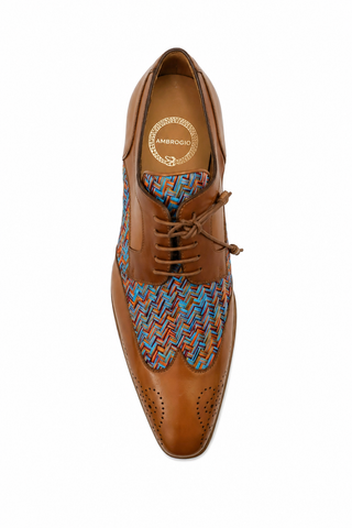 Ambrogio Multi-Color Fabric / Calf-Skin Leather Dress/ Formal Derby (AMZ1010)