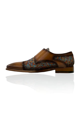 Ambrogio Multi-Color Fabric / Leather Dress/ Formal Double Monk-Straps Loafers (AMZ1009)