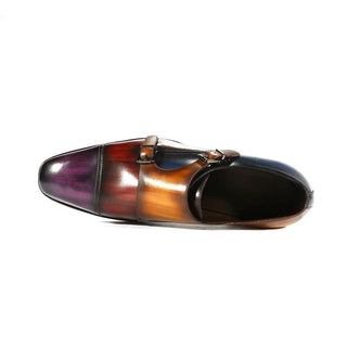 Ambrogio Multi Patina Leather Monk-Straps Luxury Loafers (AMBX1000)-AmbrogioShoes