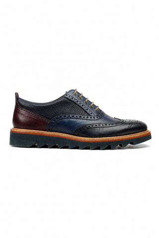 Ambrogio Navy & Cherry Lizard Embossed / Leather Wingtip Oxfords (AMBS2039-RTW)