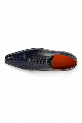 Ambrogio Navy Crocodile Embossed / Rubber / Leather Cap Toe Oxfords (AMBS2050-RTW)