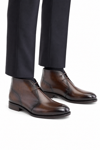 Ambrogio Patina Leather Chukka Boots