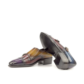 Ambrogio Patina Leather Double Monk-Straps