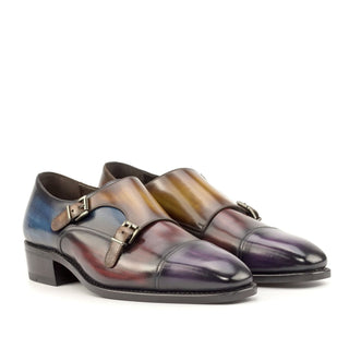 Ambrogio Patina Leather Double Monk-Straps