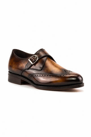 Ambrogio Patina Leather Monk Strap