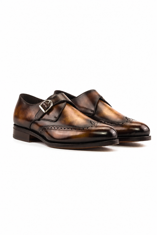 Ambrogio Patina Leather Monk Strap