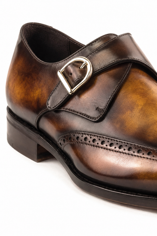 Ambrogio Patina Leather Monk Strap