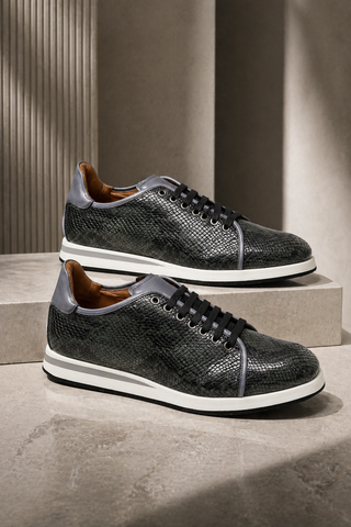 Ambrogio Snake-Embossed Calf-Skin Leather Sneakers (AMZ1008)
