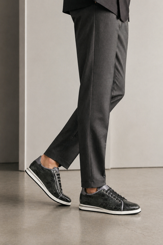 Ambrogio Snake-Embossed Leather Sneakers (AMZ1008)