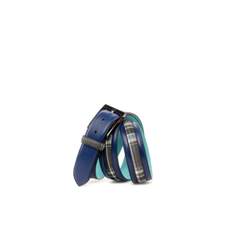 Ambrogio Three Tone Fabric / Leather Venice Men's Belt (AMBB1018)