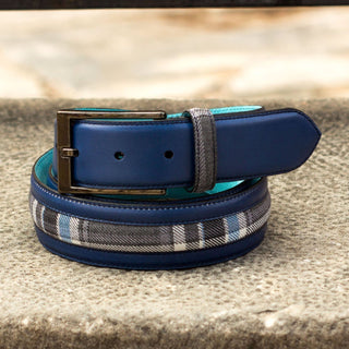 Ambrogio Three Tone Fabric / Leather Venice Men's Belt (AMBB1018)