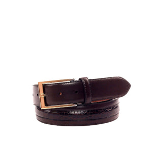 Ambrogio Two-Tone Brown Crocodile Embossed / Leather Venice Men's Belt (AMBB1029)