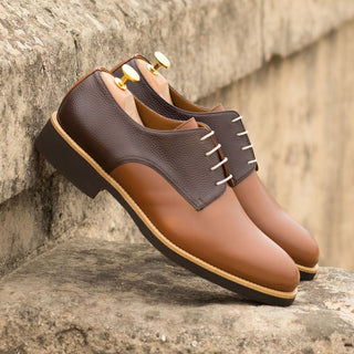 Ambrogio Two Tone Brown Pebble Grain / Leather Derby Oxfords (AMB2078)