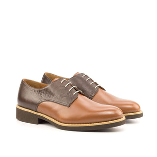 Ambrogio Two Tone Brown Pebble Grain / Leather Derby Oxfords (AMB2078)