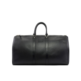 Ambrogio Unisex Black Full Grain Leather Duffle Bags (AMBH1029)-AmbrogioShoes