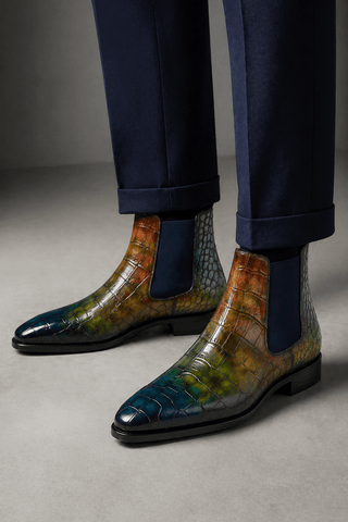 Ambrogio Vittorio Spectrum Patina Leather Chelsea Boots