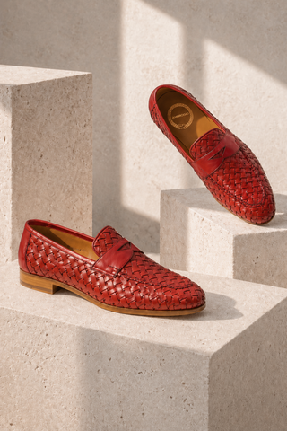 Ambrogio Woven Leather Penny Loafer