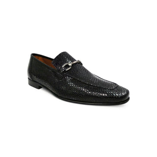 Ambrogio by Mezlan Black Snake Print Leather Horsebit Loafers (AMZ1015)-AmbrogioShoes