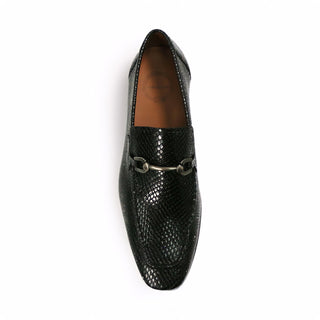 Ambrogio by Mezlan Black Snake Print Leather Horsebit Loafers (AMZ1015)-AmbrogioShoes