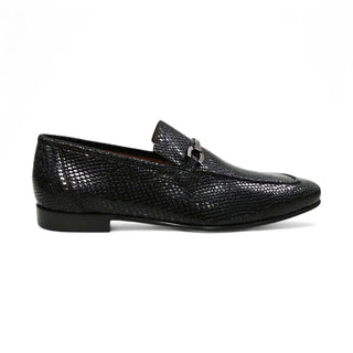 Ambrogio by Mezlan Black Snake Print Leather Horsebit Loafers (AMZ1015)-AmbrogioShoes
